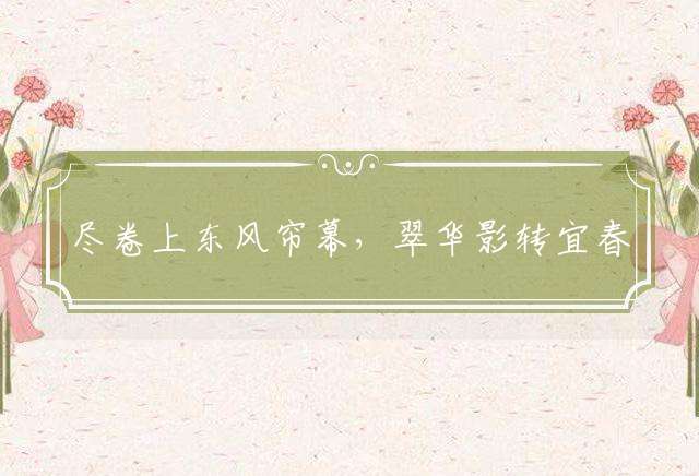 尽卷上东风帘幕，翠华影转宜春苑代表最佳什么生肖，最佳释义独家解释